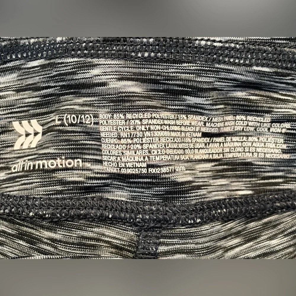 All in Motion Black and White Girls Athletic Legging Pants Size L (10-12) EUC